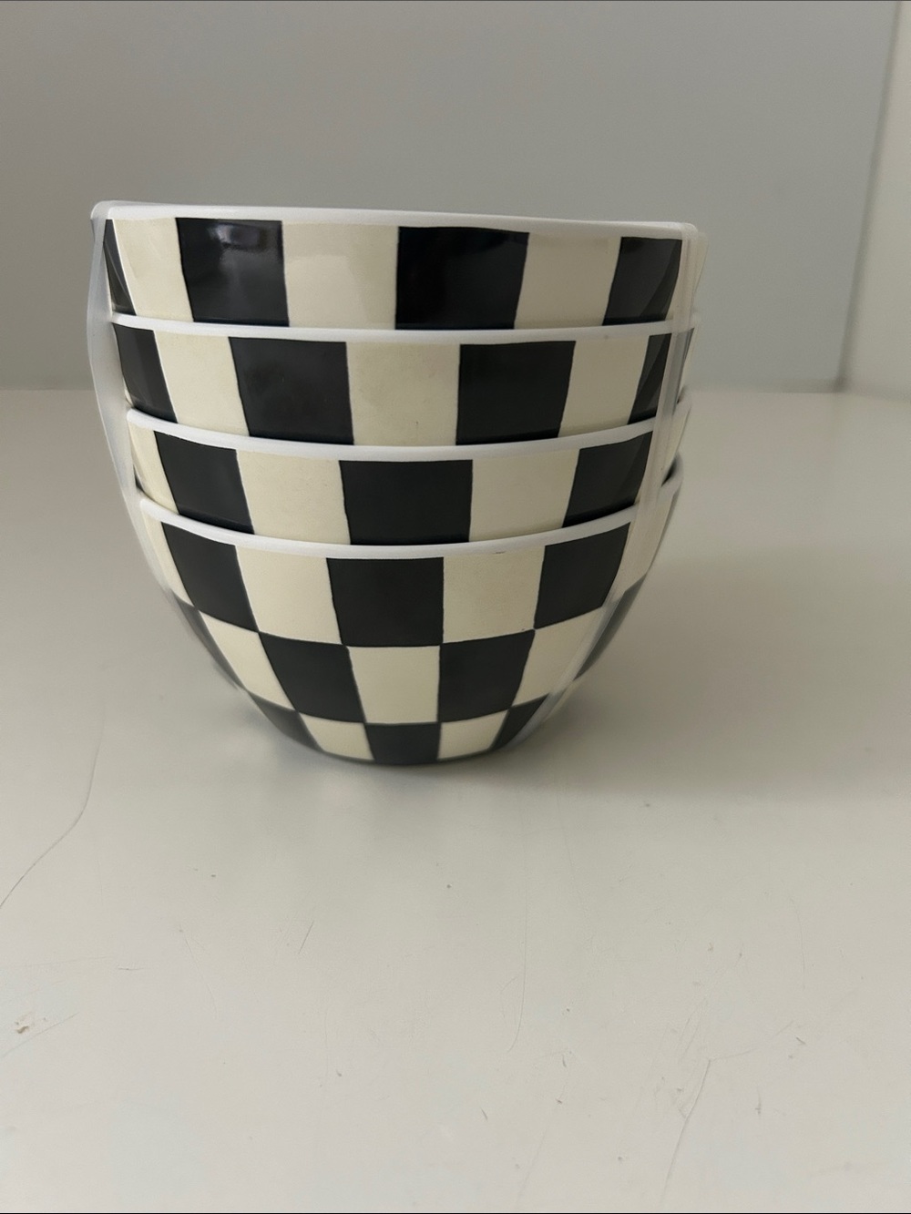 Black and Off-White Checkerboard Melamine Mini Bowls (Set of 4)